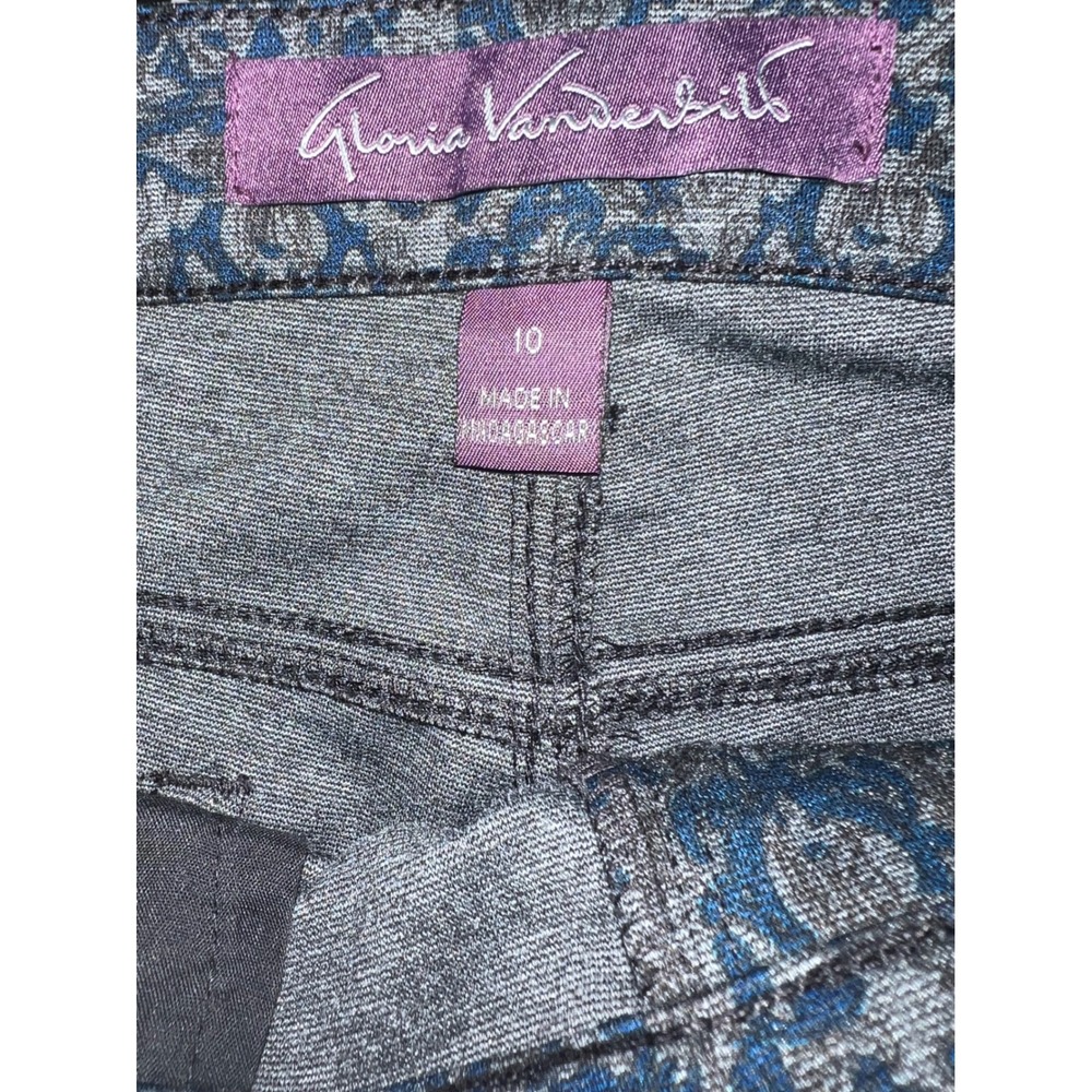 Gloria Vanderbilt Amanda High Rise Damask Print Tapered Jeans Blue Grey Size 10 - Picture 3 of 5